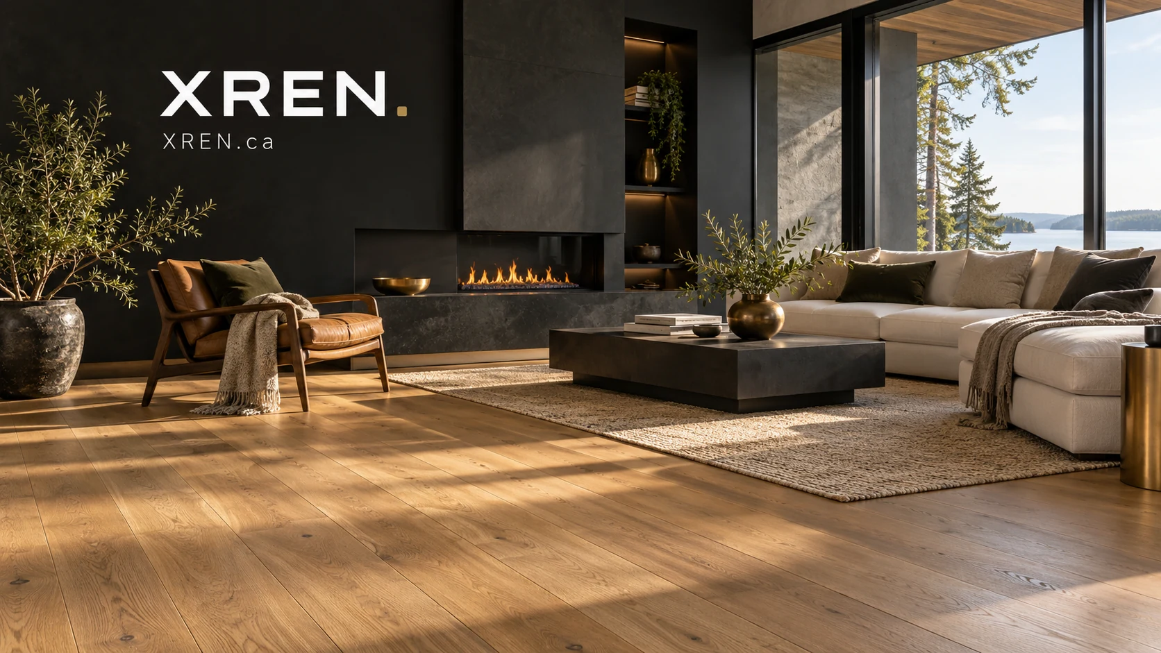 XREN.ca branded architectural interior with oak flooring